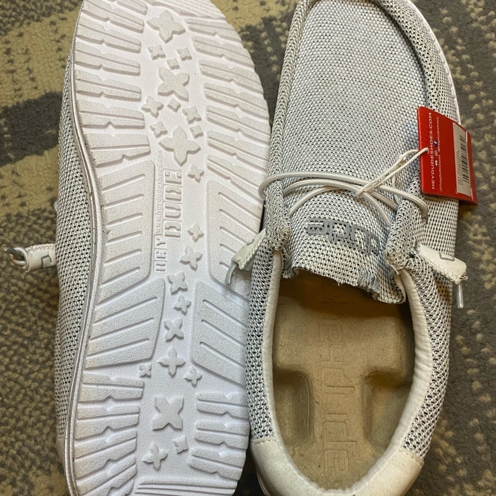 New! Mens Hey Dude Wally Sox Stone White Slip On Comfort Shoes Size 13 - Picture 6 of 6